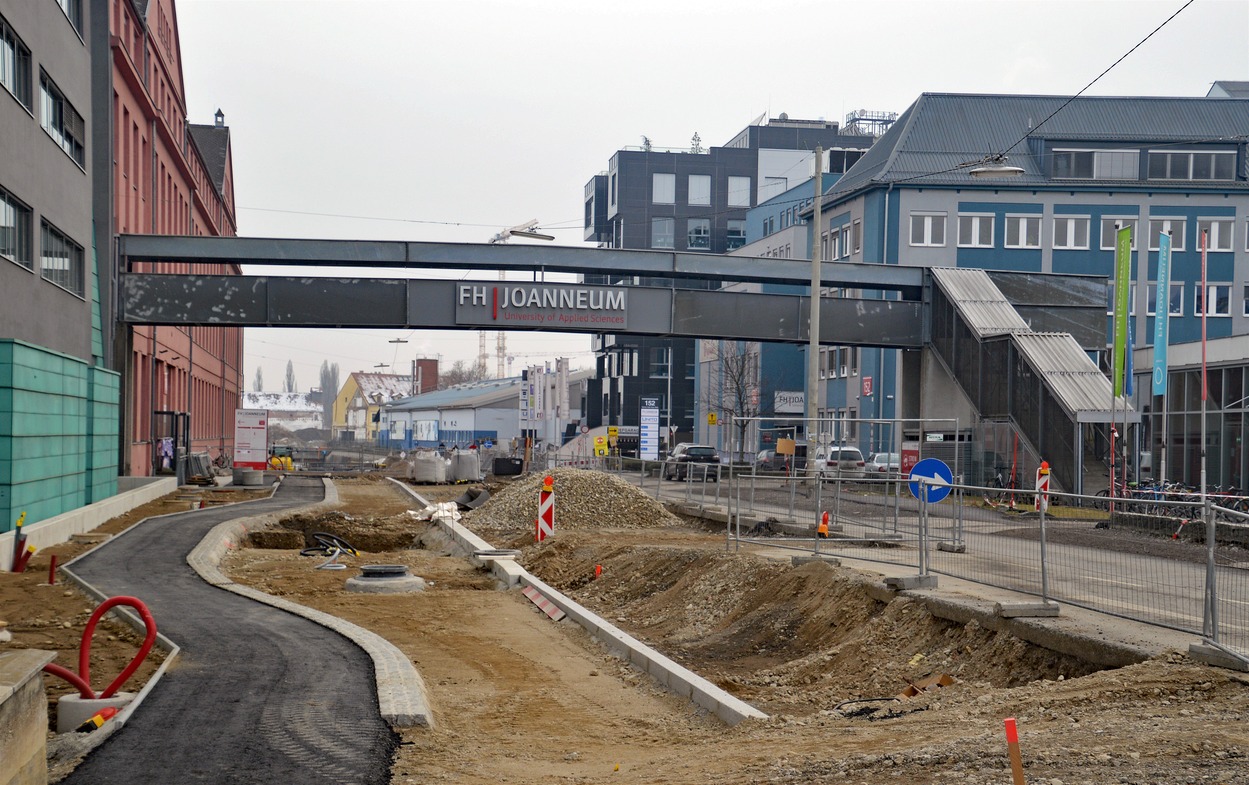 Strab-Baustelle Graz Alte-Post-Straße