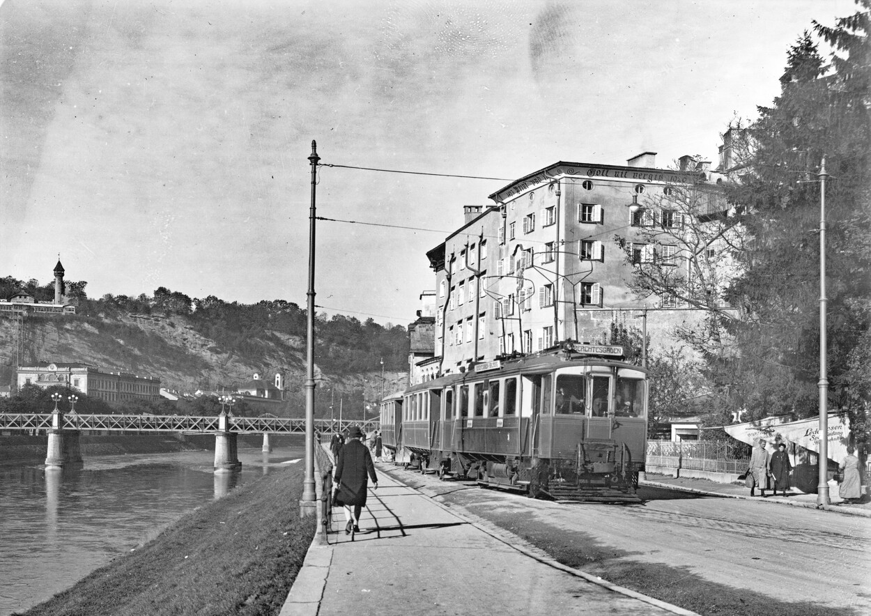 Grüne Elektrische am Inneren Stein königlich Bayerische Staatsbahn Triebwagen auf der heutigen Imbergstraße