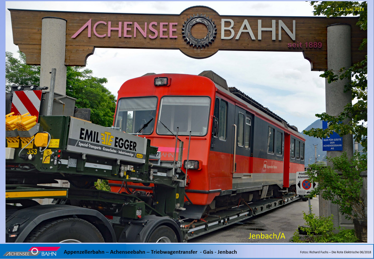 Achenseebahn Ankunft der Appenzellerbahn-Triebwagen in Jenbach