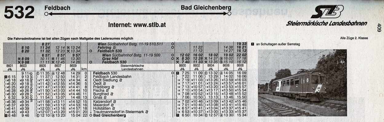 ÖBB-Kursbuch 2006 KB-Nummer 532 Feldbach - Bad Gleichenberg