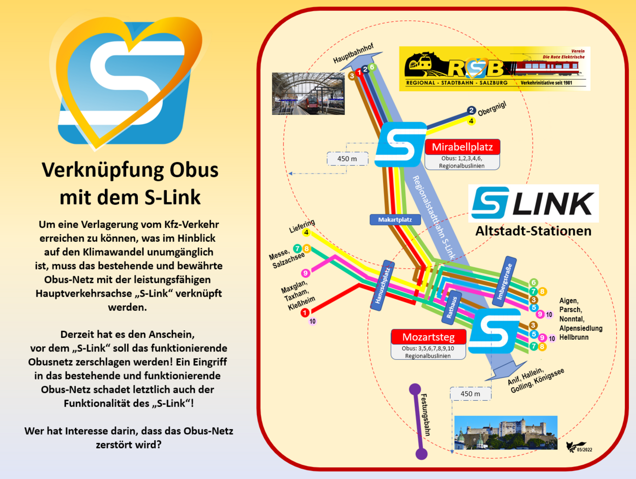 Verknüpfung Obus mit S-Link Mirabellplatz und Mozartsteg